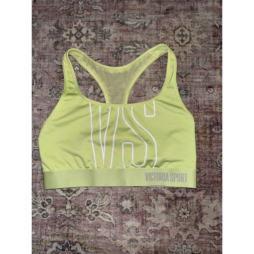 Victoria Sport The Player Racerback Sport Bra Iced Kiwi Green Mesh Back Womens M